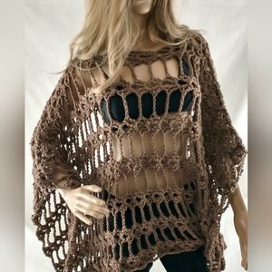 🤎 Poncho, Cape, Handmade, Crochet, Knit, Lace